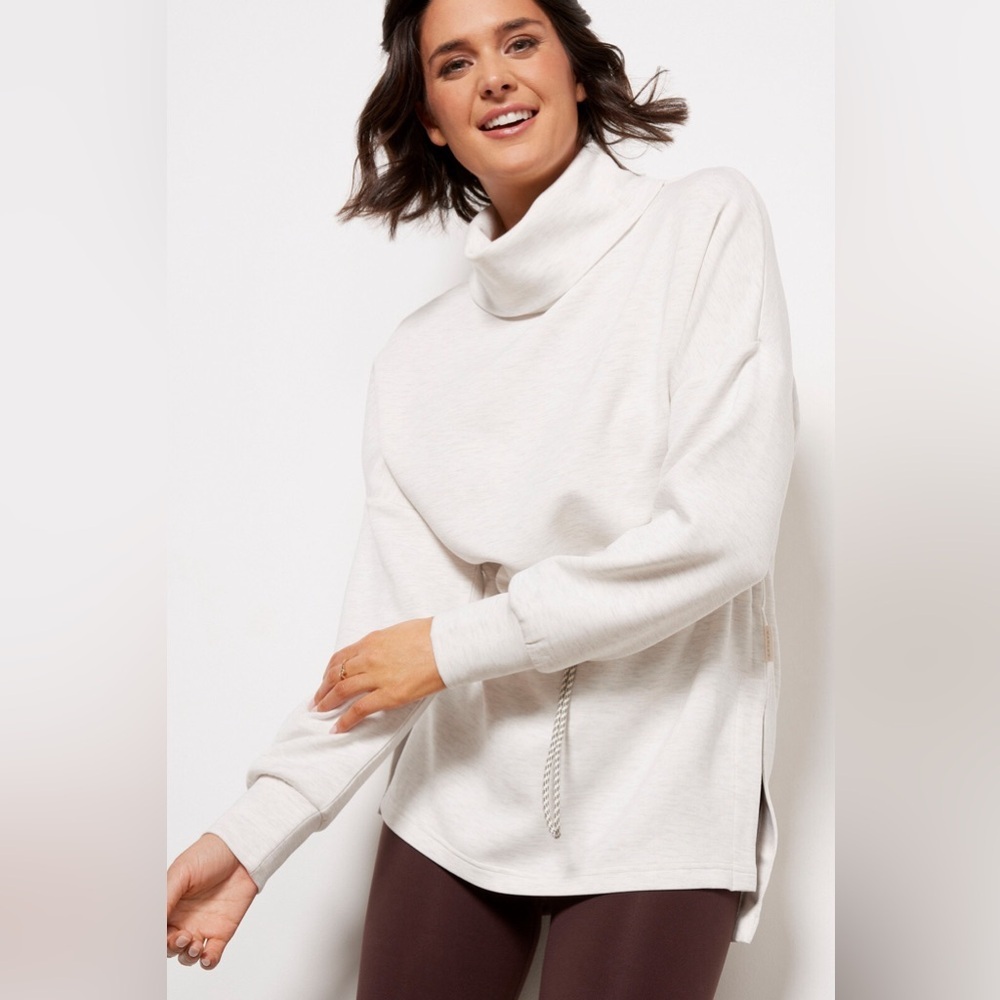 Varley / freya sweat shirt cinch waist sweatshirt ivory marl s